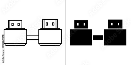 Hdmi connector vector icon, outline and filled design, digital connection