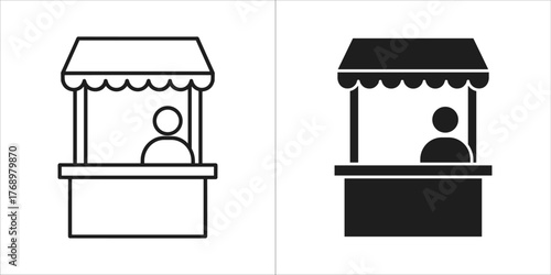 Market stall icon, representing a booth for selling goods and products