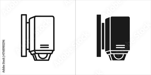 Security camera icon, outline and glyph style surveillance camera vector illustration