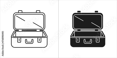 Open suitcase icon empty luggage vector illustration for travel and vacation