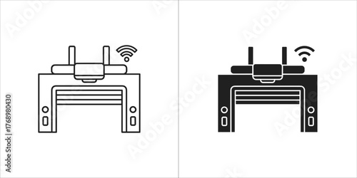 Black line smart garage icon wifi controlled garage door remote control