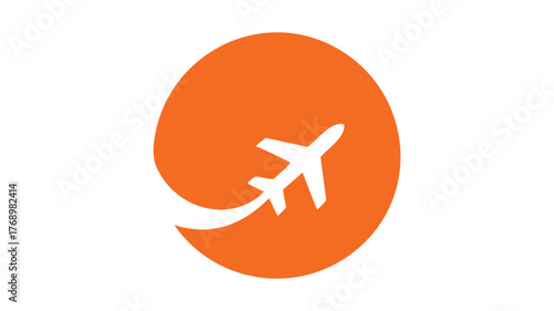 Modern orange airplane logo design symbolizing travel and flights vector