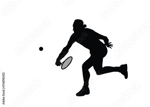 Tennis player silhouette. Tennis logo. Vector illustration.