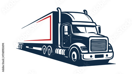 Bold semi-truck and trailer graphic for logistics and transportation services vector