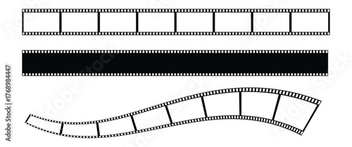 "Vintage Grunge Film Strip Vector Set – Retro Movie Reel, 35mm Cinema Tape, and Old Camera Negative Frame Design"Web