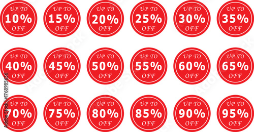 Vector illustration of red circle price discount tags