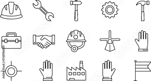 WebIndustrial and Construction Outline Icons Set