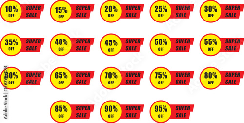 Vector illustration of yellow circle price discount tags