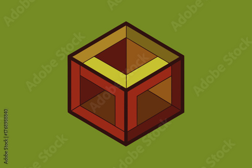 3d geometric cube wood pattern illustration