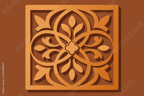 3d carved wooden panel art design illustration