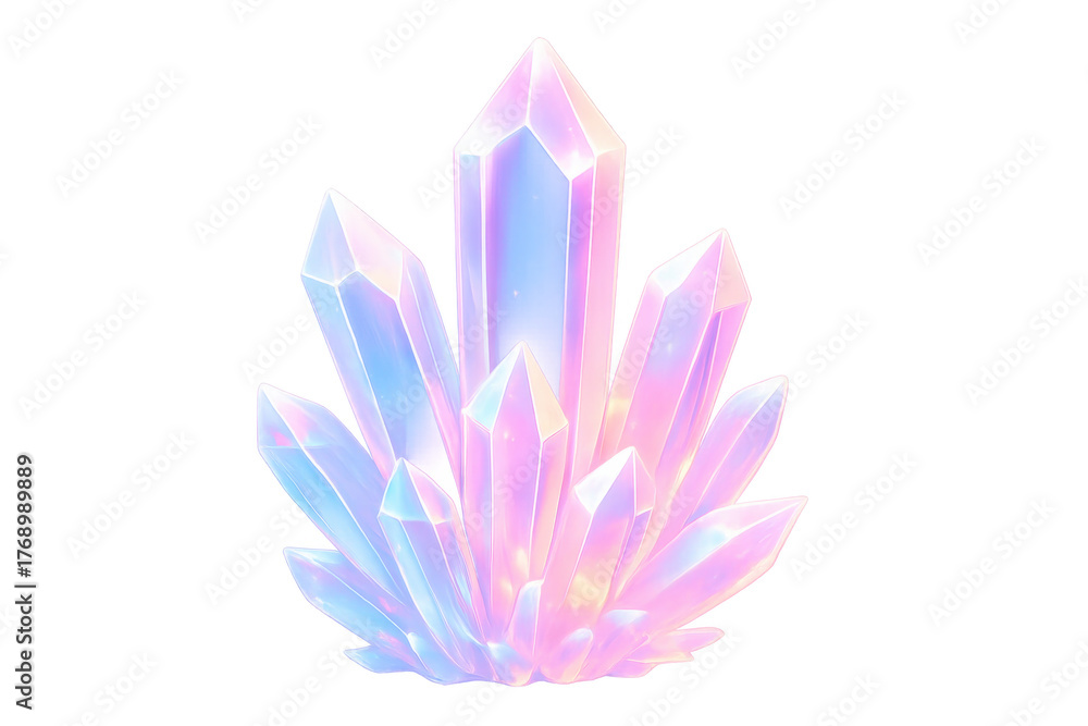 Obraz premium Iridescent crystals glowing with pink and blue light