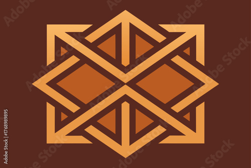 Rustic Geometric Wooden Frame Pattern Illustration