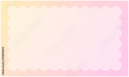 ポップでかわいい、淡いグラデーションのモコモコ透明感フレーム背景 ピンク