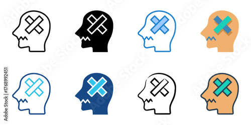 Trauma icon set multiple style collection 
