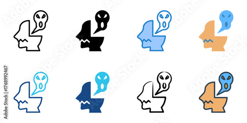 Schizophrenia icon set multiple style collection 

