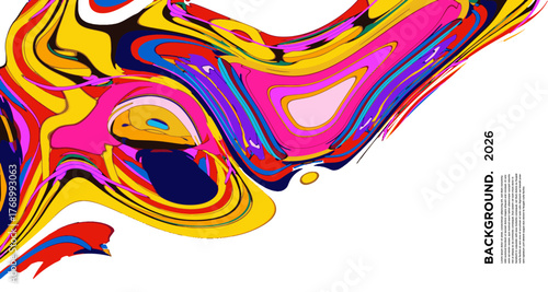 Vibrant abstract liquid marble background with pink, yellow, blue, purple, and orange swirls, creating a textured, colorful pattern ideal for posters or wallpapers.
