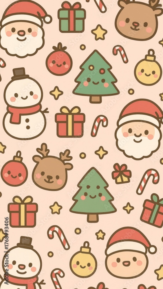 Obraz premium Cute festive holiday pattern mobile wallpaper