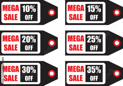 Vector illustration of mega sale price discount tags