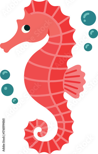 Sea Horse Vector illustration on background vector cartoon art, Cute seahorse cartoon hand drawn clipart vector.
