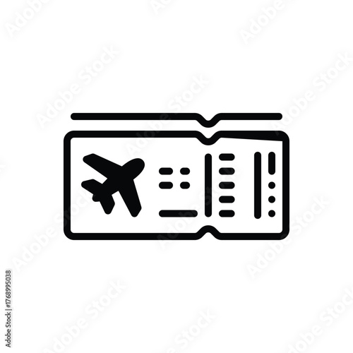 Black solid icon for airline tickets