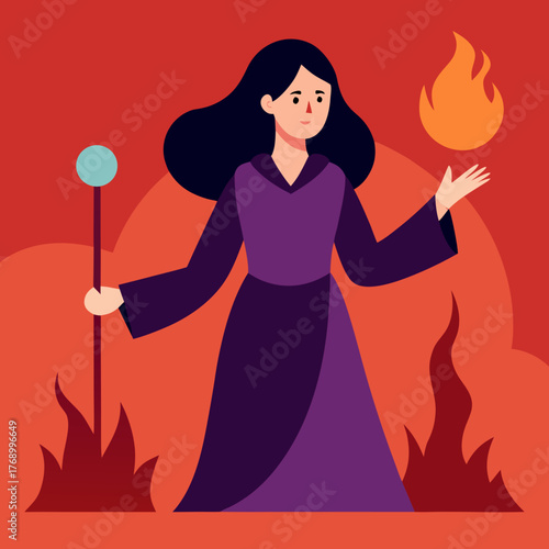 Flame Conjurer in Purple Robes