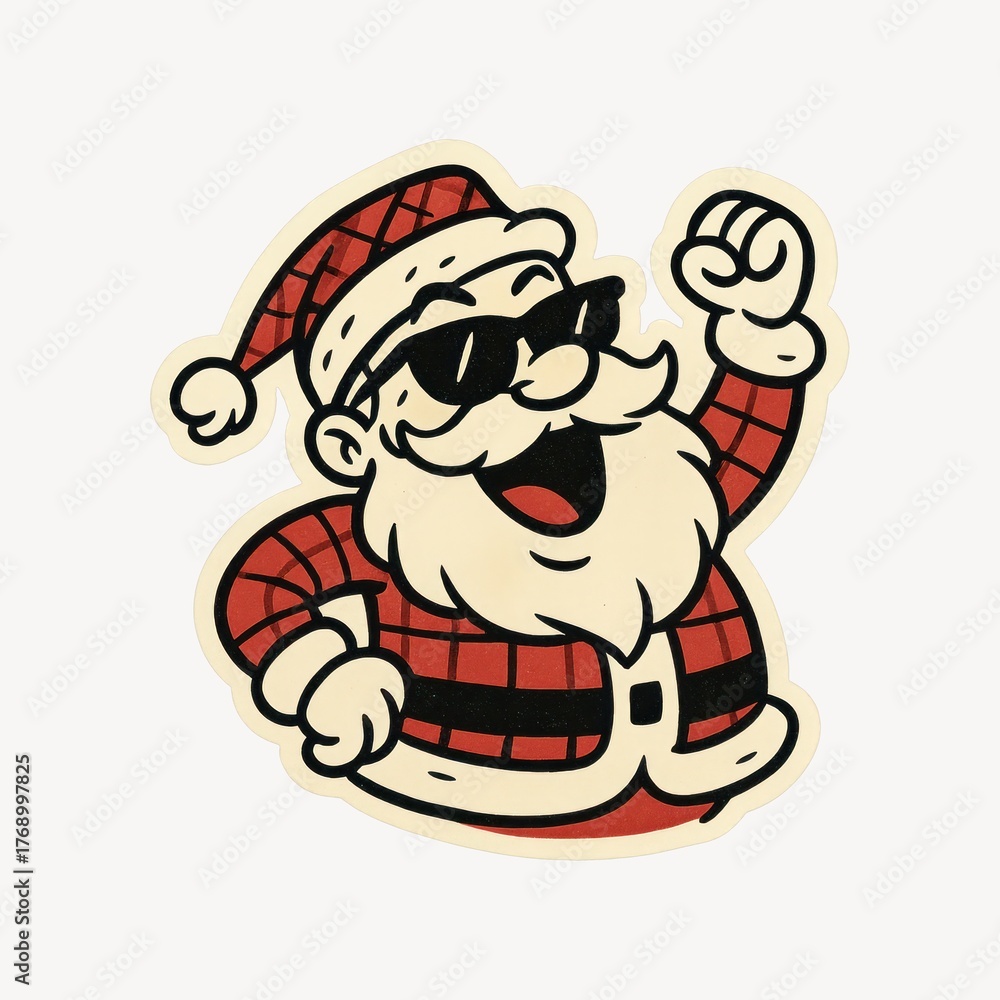 Fototapeta premium Cool Santa cartoon illustration