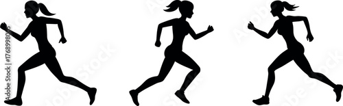 Girl Runner Silhouette, Running Men and Women, Girl Runner silhouette vector Illustrator,