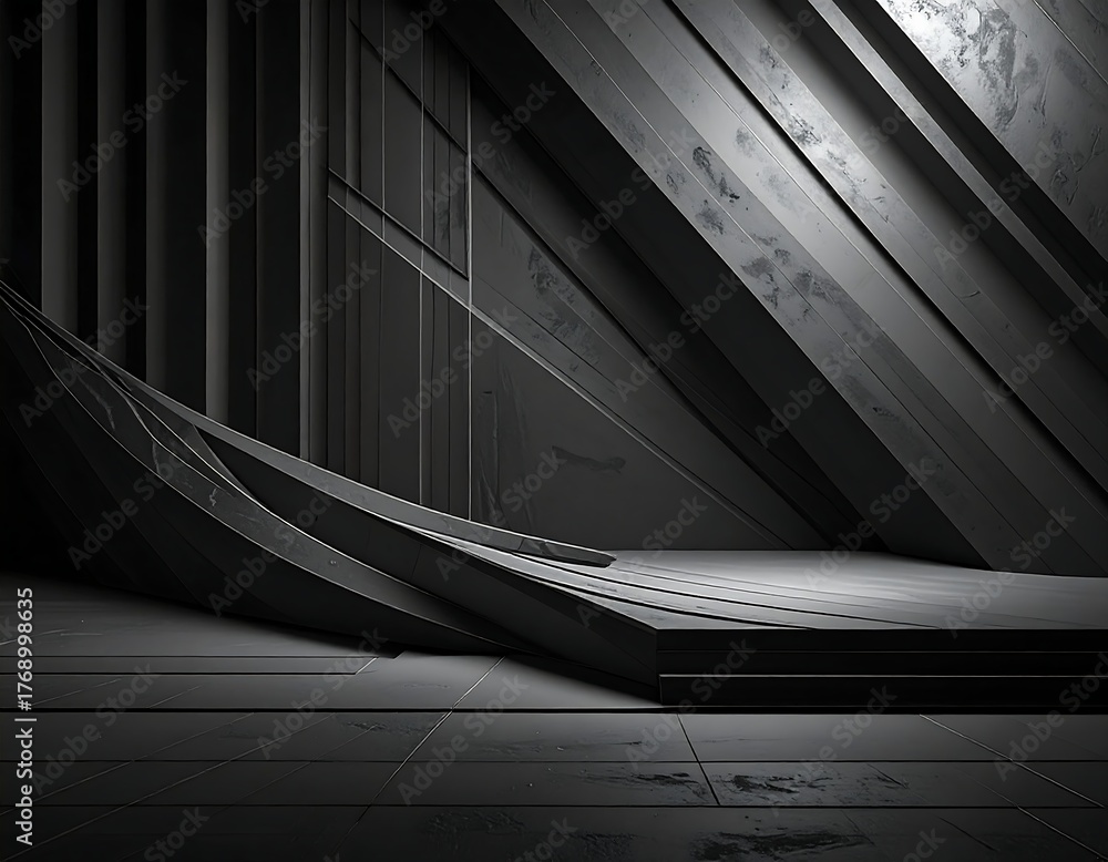 Obraz premium Modern abstract grayscale architectural backdrop with geometric shapes