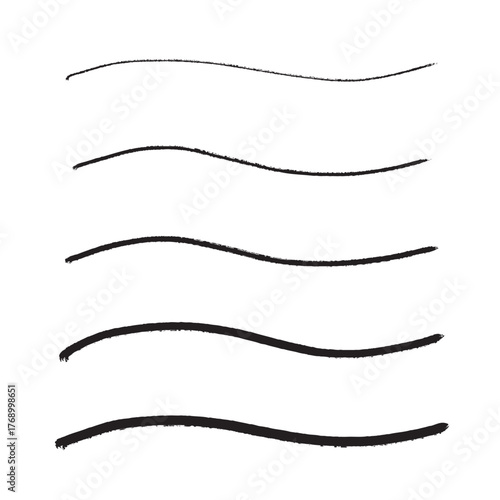 手書きタッチの鉛筆・マーカー 波線