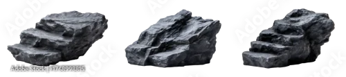 Panel kuchenny z motywem Set of dark rock steps and ledges, isolated on transparent background