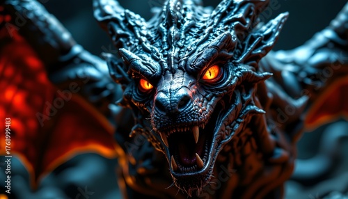 Furious Mythical Dragon with Glowing Eyes and Sharp Teeth