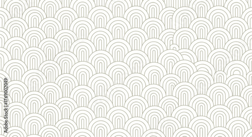A seamless geometric pattern featuring textured, nested arch shapes arranged in rhythmic rows, set against a light background for an elegant design.