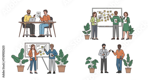 Teamwork and Collaboration Diverse Group in Office Setting