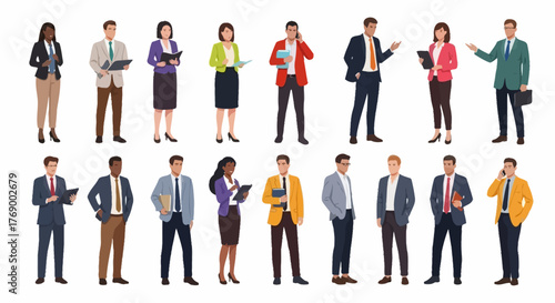 Diverse group of business people standing in professional attire