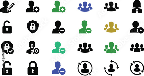 User management icons set vector illustration for web and application editable vector