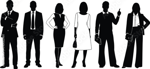 Business team silhouettes professional group corporate staff vector art editable vector