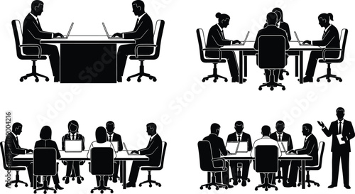 Business meeting vector illustration conference teamwork collaboration editable vector