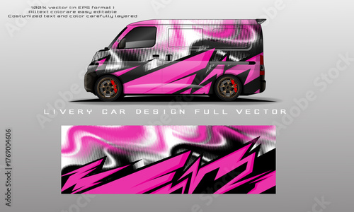 car livery design vector. Graphic abstract stripe racing background designs for wrap