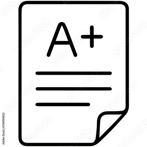 Academic Excellence Document: A perfectly illustrated document displaying an A+ grade, a symbol of scholastic achievement and educational excellence. 