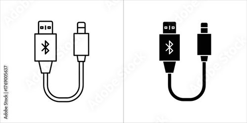 Two bluetooth usb adapter cables, one in outline and one in solid black
