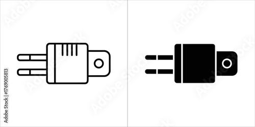 Outline and solid black icon of an electrical plug