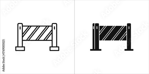 Outline and solid black icon of a barrier or fence
