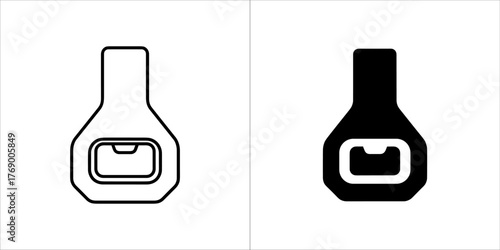 Bottle opener icon in outline and solid black on a