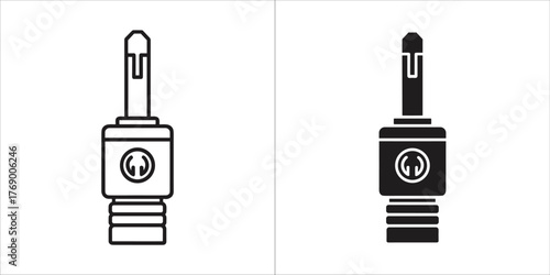 Audio jack plug icon in outline and solid black on a