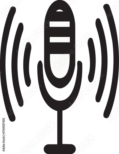 Microphone icon with sound waves for podcasting