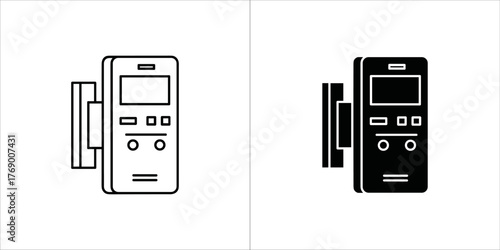Line art and solid black icon of a smartphone