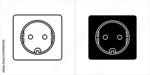 European electrical socket, outline and filled versions