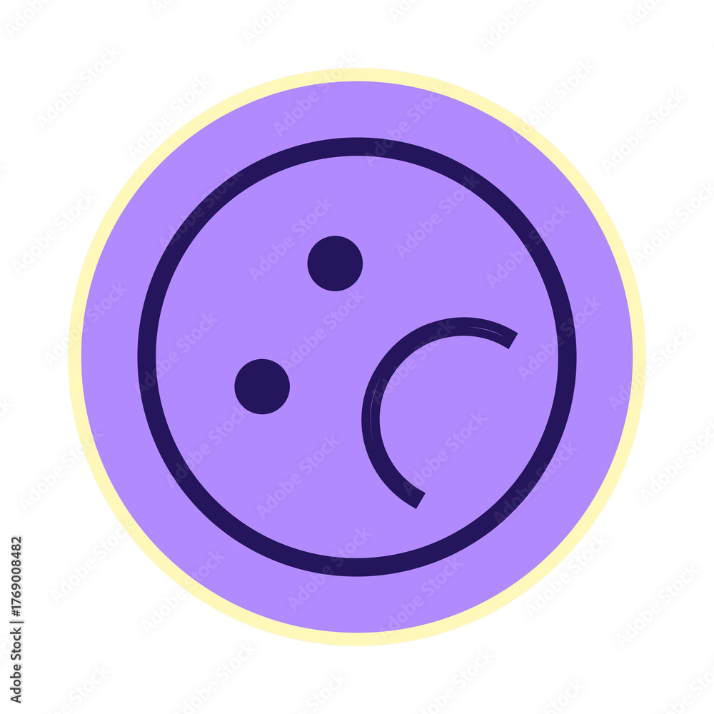 Fototapeta premium Abstract purple circle with simple face icon