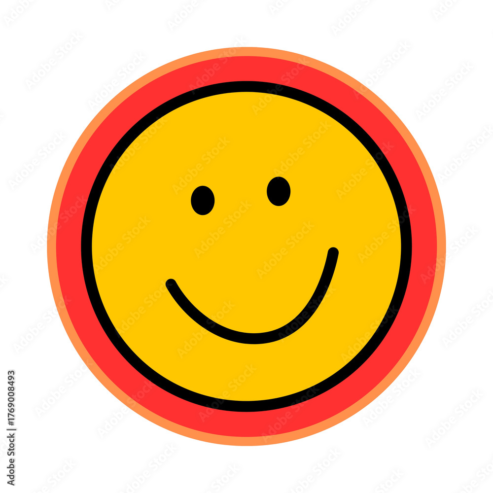 Fototapeta premium Bright yellow smiley face with red border