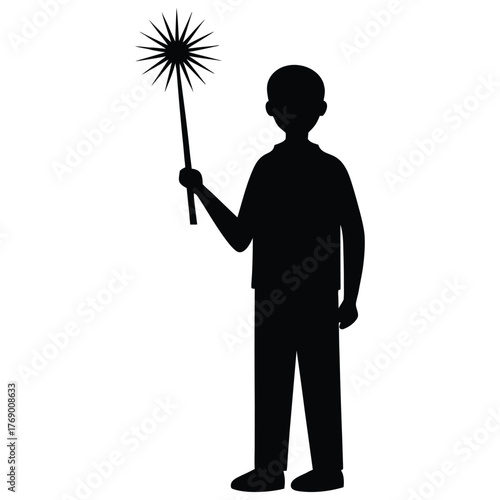 A black silhouette of a spooky attic scene